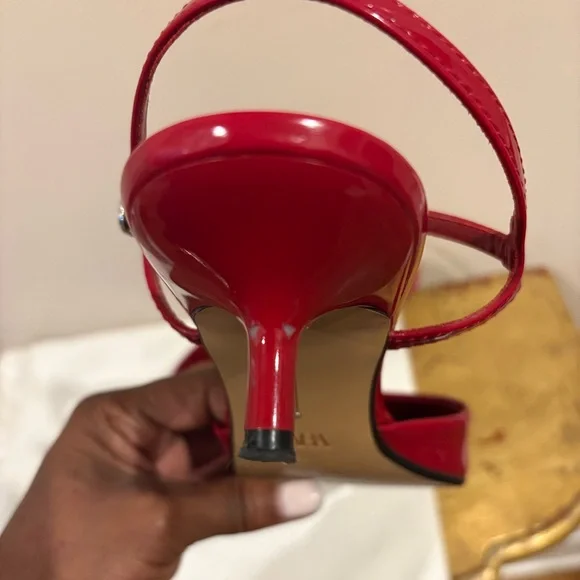 Zara Glossy Red Ankle Strap Heels - Picture 3 of 5